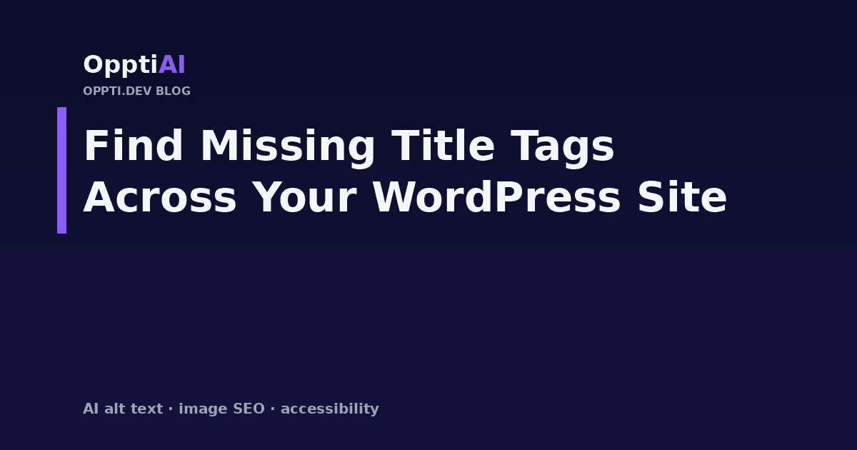 A spreadsheet-style site audit showing a list of WordPress URLs with several title tag cells left blank