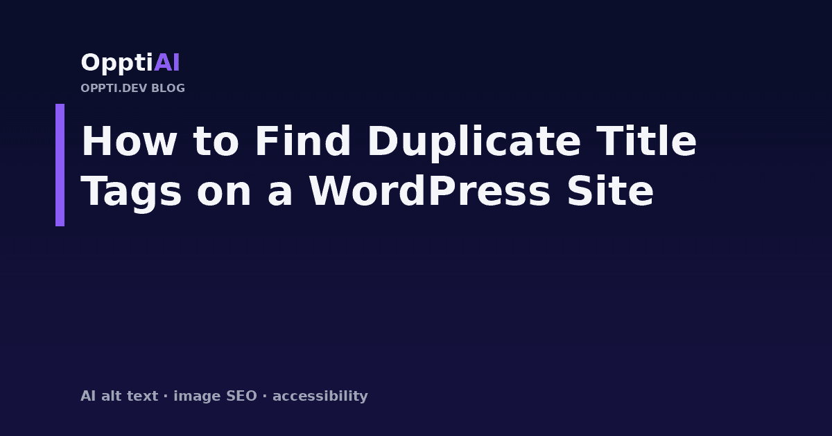 A WordPress site audit list showing two different URLs both flagged with the identical title tag