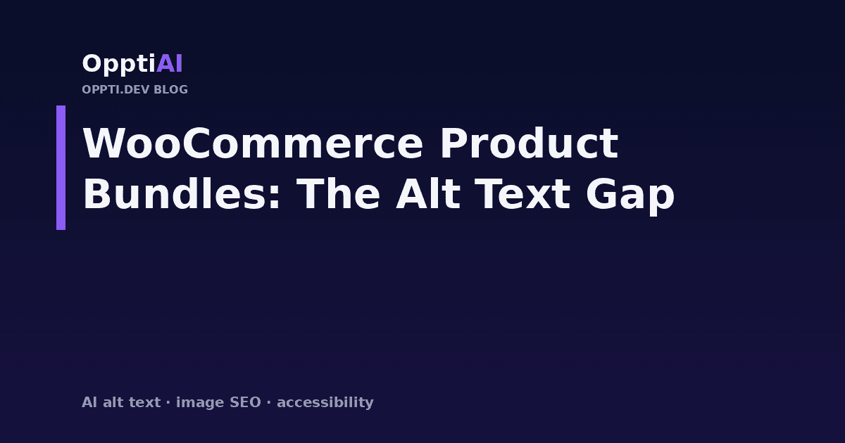 A WooCommerce product bundle listing showing a container image with no alt text next to its child product thumbnails