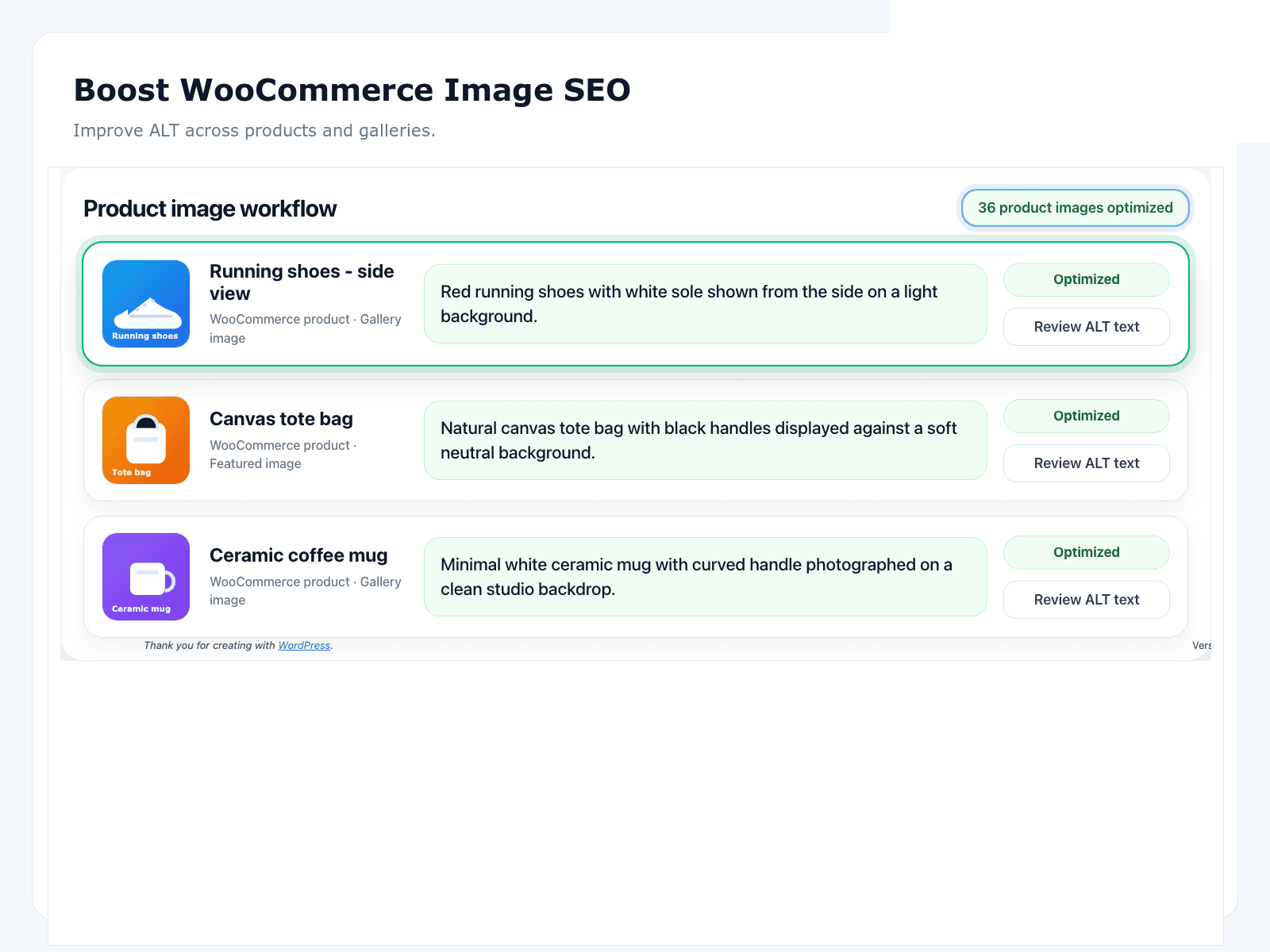 WooCommerce product image workflow with AI-generated ALT text