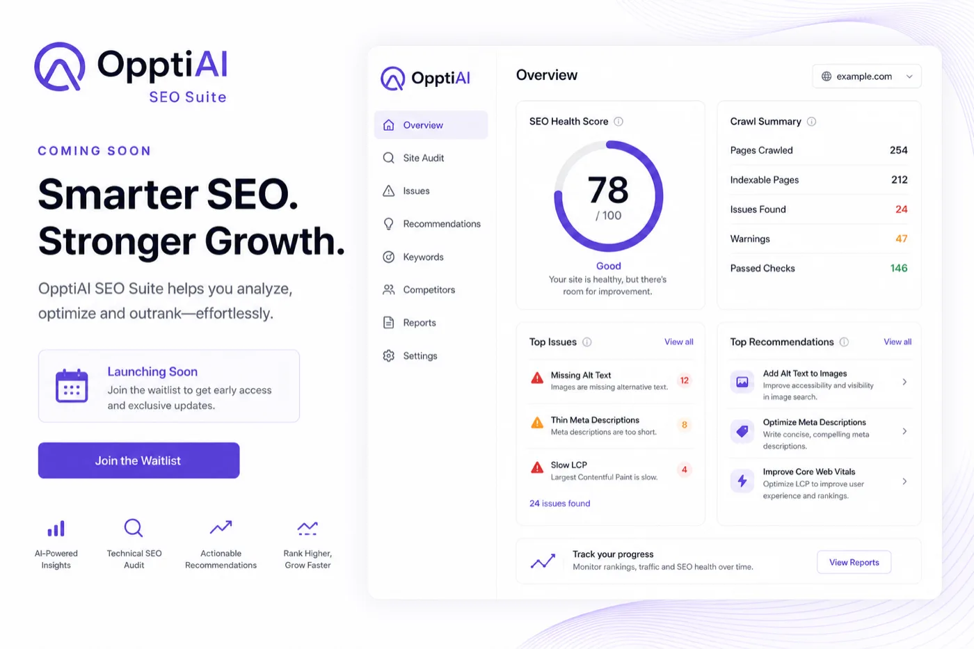 OpptiAI SEO Suite preview in WordPress