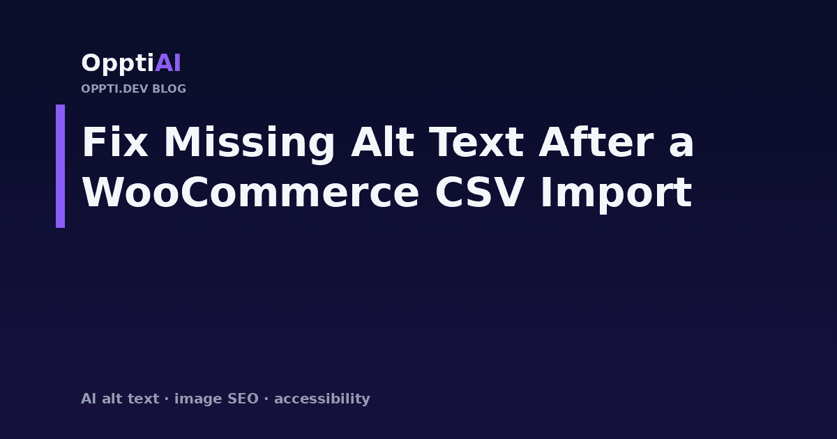 A WooCommerce product CSV import screen next to a media library grid of product photos with blank alt text fields