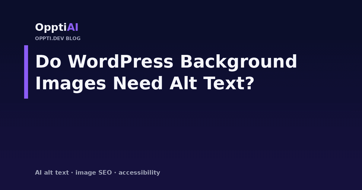 A WordPress page builder panel showing a background image setting with no alt text field next to it