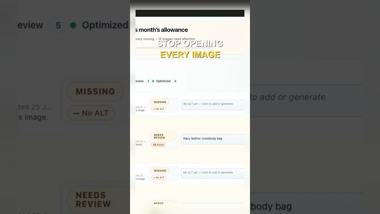 A WordPress media library list with alt text editable inline, no attachment modal open