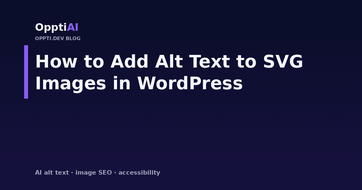 A vector logo icon next to a WordPress media library panel showing an empty alternative text field