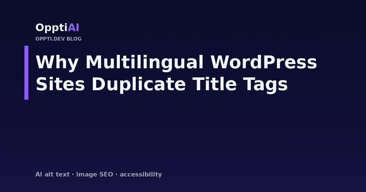 Three language versions of the same WordPress page shown side by side with the identical title tag highlighted on each