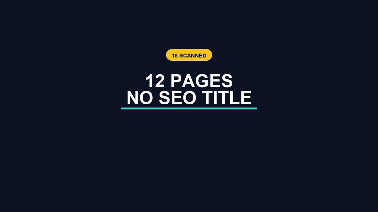 A WordPress SEO audit screen listing 12 pages with no title tag, shown before any account is connected