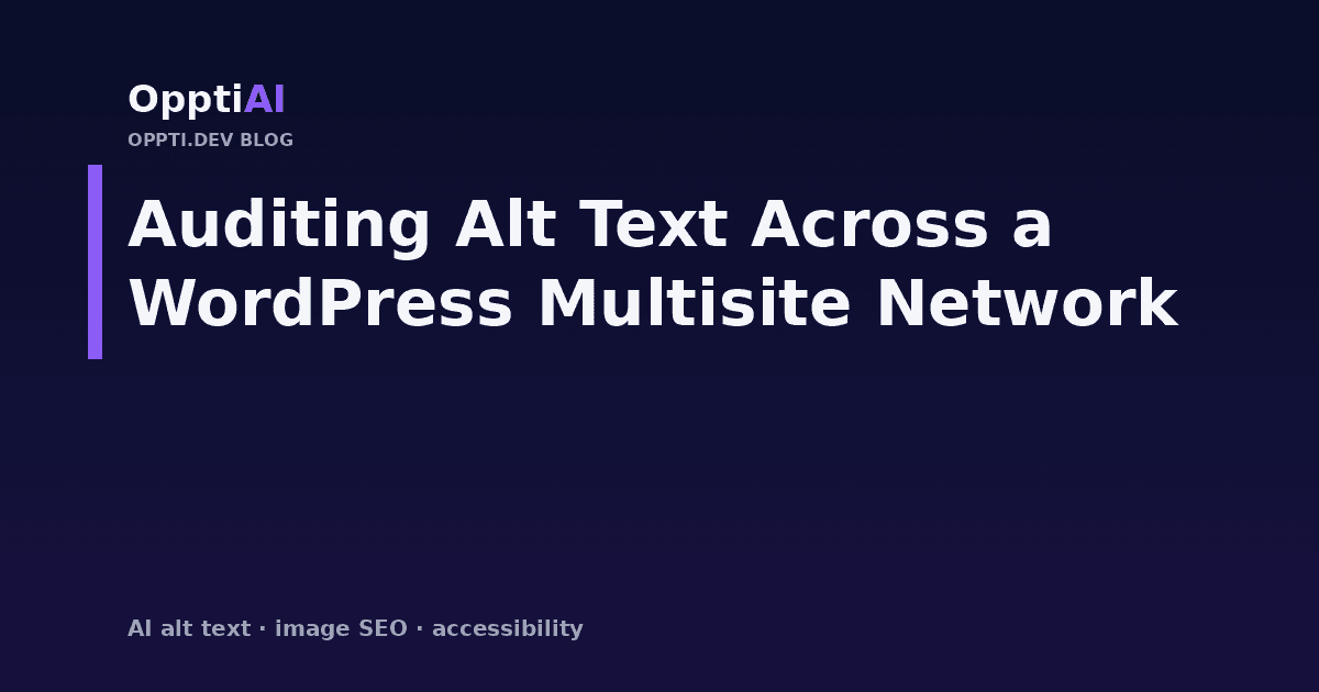A WordPress multisite network admin dashboard with a list of subsites, several flagged for missing image alt text